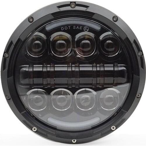 LED Headlight 7" 80W Hi/Lo Beam with Angel Eyes for Jeep Wrangler Haley HeadLamp Car Motorcycle