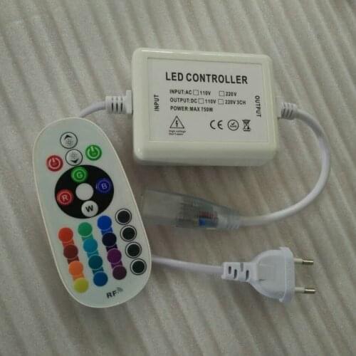 110V 220V Led Strip Light RGB Controller 24Key IR Remote Control 750W EU/US Plug 8mm/10MM/12mm PCB Switching Connector