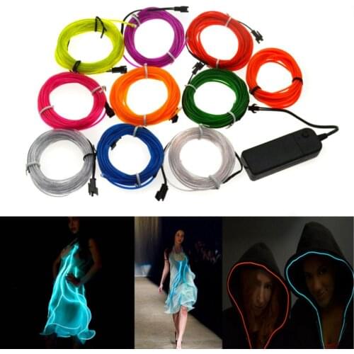Glow EL Wire Cable 2.3mm LED Neon clothles lamp Christmas Dance Party DIY Costumes Clothing Luminous Car Light Decoration Rave