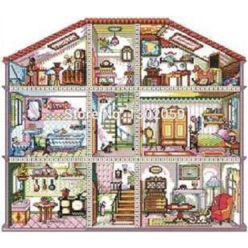 Available High Quality Embroidery Package Cross Stitch Kit Children House 18CT/16CT/14CT/11CT/9CT