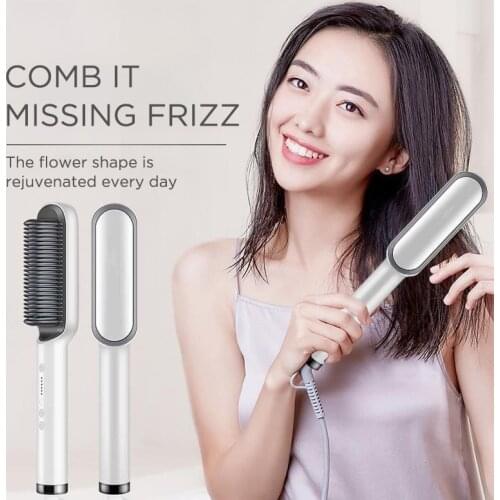 Quick Hair Straightener Professional Anti-Scald Curler Brush Multifunctional Heating Comb Curling Iron For Men Beard