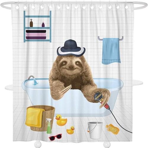 Bonsai Tree Animal Shower Curtain Funny Bathroom Decoration Waterproof Polyester