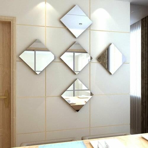 32 Pcs Mirror Stickers Back Square Mirror Tiles Removable Decal Elegant Fashionable Stickers For Living Room Bathroom Mosaic