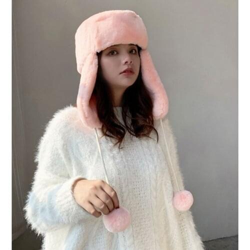 Women Warm Earmuffs Thicken Ear-flapped Hat Winter Cold-proof Warm Hat Cute Ears Cap 2021 Winter Russian Earmuffs Hat