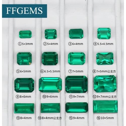 VVS CCE Big Rectangle Cut Lab Created Emerald 1pcs Green Loose Gemstone Ring For Women DIY Fine Jewelry Mounting Free Shipping
