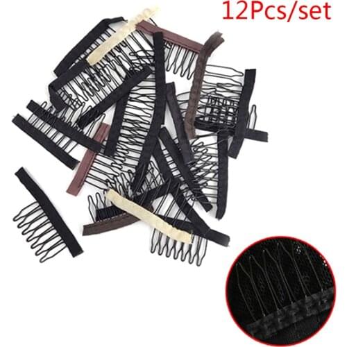 12Pcs Hair Wig Cap Combs Extensions Clips With Lace For Wig Cap Wig Accessories