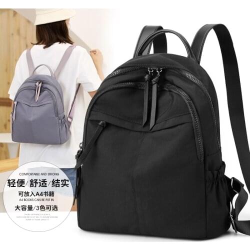 2021 Women Backpack for Cute Girls Nylon School Bag Female Student Softback Ladies Large Capacity Rucksack Simple Canvas Mochila