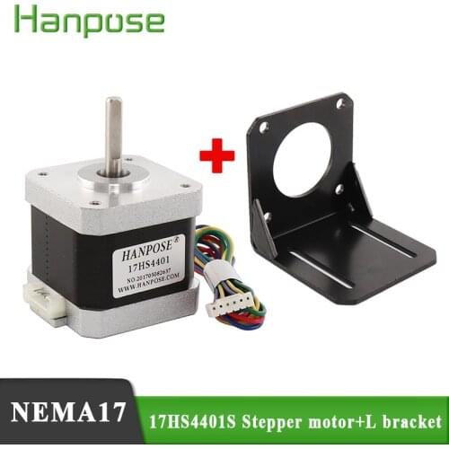 4-lead Nema17 Stepper Motor 42 42BYGH 1.7A (17HS4401) with NEMA 17 Mounting L Bracket Mount Step Stepping