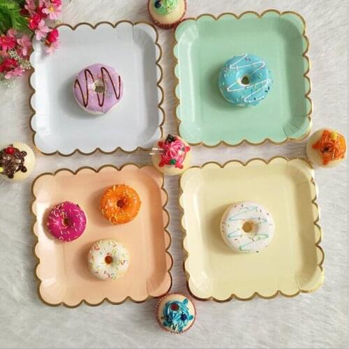 8Pcs Mint Green Disposable Tableware Party Solid Paper Plates Birthday Party Xmas Festival Tableware For Wedding Party Supplies