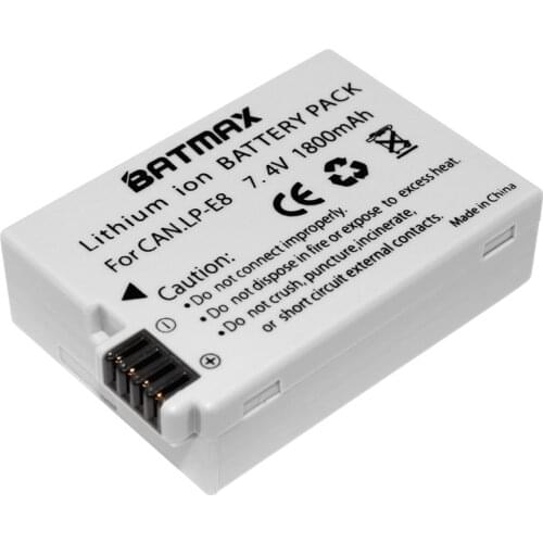 1-Pack 1800mAh LP-E8 LP E8 LPE8 Camera Battery Pack for Canon EOS 550D 600D 650D 700D Kiss X4 X5 X6i X7i Rebel T2i T3i T4i T5i