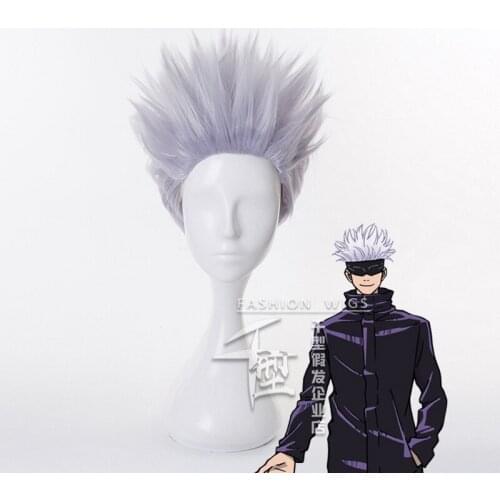 Anime Gojo Satoru Jujutsu Kaisen Light Siver Purple Short Cosplay Wig Synthetic Hair Halloween Costume Party Wigs Perucas