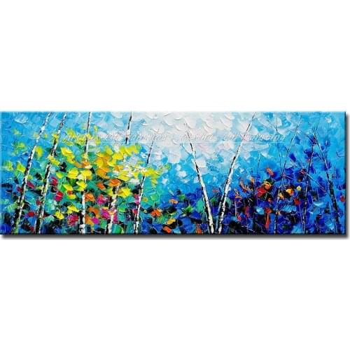 Arthyx Pop Art Hand Painted Palette Knife Tree Landscape Oil Paintings on Canvas Modern Wall Pictures For Living Room Home Decor