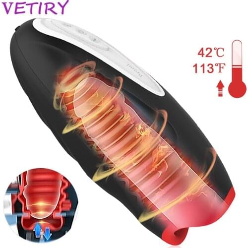 Automatic Blowjob Male Masturbator Vibrator Penis Delay Trainer Oral Stimulator Machine Heating Sucking Mouth Masturbation Cup