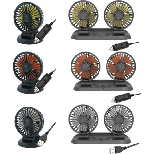 Car Fan 360 Degree Rotatable 3 Speed Dual Head Car Auto Cooling Air Circulator Fan for Van Suv Rv Boat Auto Vehicles G99F