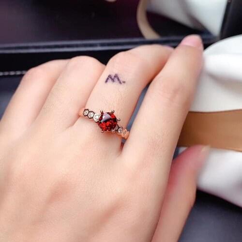 Biggest sale new style engagement ring red garnet ring for women jewelry real 925 silverdate gift natural gem Jan. Aquarius