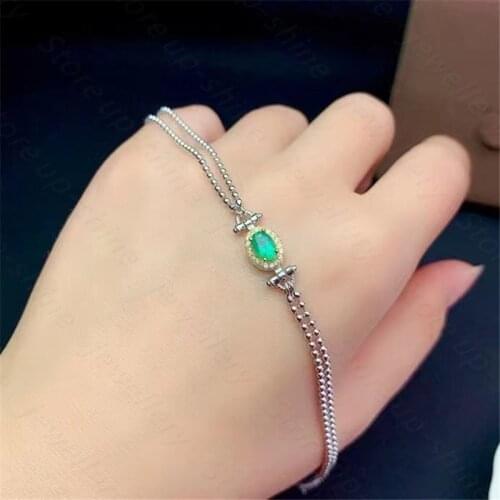 New Natural Emerald Bracelet 925 Silver Ladies Bracelet Luxury Elegant Fashion Trend