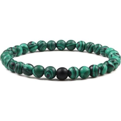 Natural Green Malachite Stone Lava Bracelets Women Men Strand Charm Buddha Beads Bracelet Yoga Prayer Handmade Jewelry Gift
