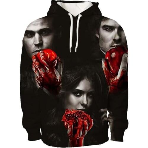 The Vampire Diary Cool Hoodies Fashion Winter 3D printed Hoodies Casual Sportswear Tops Cotton Pullover Hipster Popular Tops