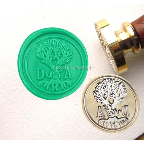 Double initials sealing wax-Tree of life ,Monogram wax seal-Personalized Initials Wax Seal Stamp-Wedding Wax Seals