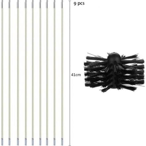 Chimney Cleaner Brush Sweeping Rotary Fireplaces Inner Wall Cleaning Brush Flexible 9pcs Rods With 1pcs Brush Head