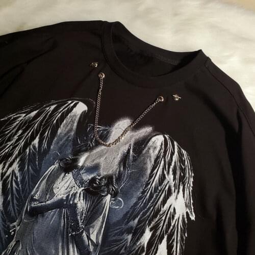 T-shirt male summer European and American street ins tide brand personality short-sleeved male loose trend necklace T-shirt