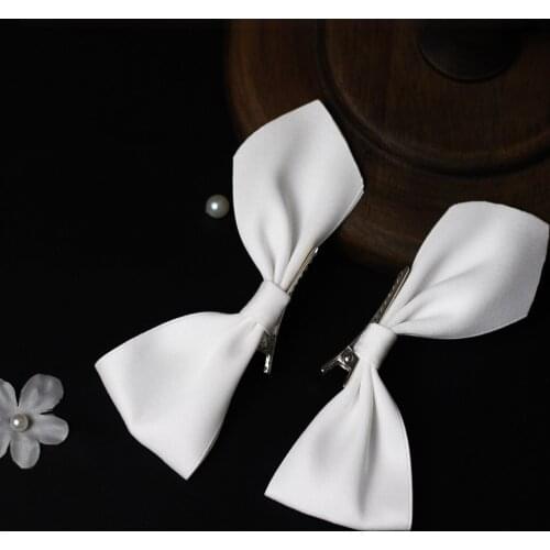 Simple Elegant Sweet Princess Girl Women Hairpin with Big Satin Bow for Wedding Travel Studio Photo Prop Daily Life 2PS HP103