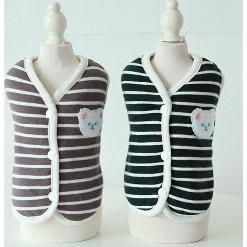 Cat Bear Striped Jacket Sweatshirt Pet Dog Clothes Warm Cotton Dog Vest Costs Cat Pajamas Hoodies Clothing For Dogs Cat Puppy