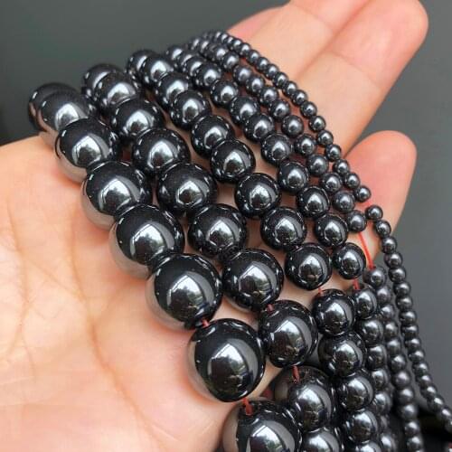Natural Black Hematite Stone Beads Round Loose Beads For Jewelry Making 2 3 4 6 8 10 12mm Diy Bracelet Accessories 15"Strand