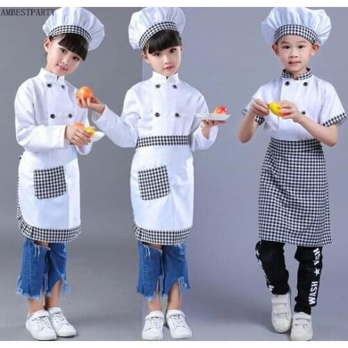 Hot 2020 Children cook chef uniform halloween cosplay costumes kids wear coats chef kitchen children wear uniform AMBESTPARTY