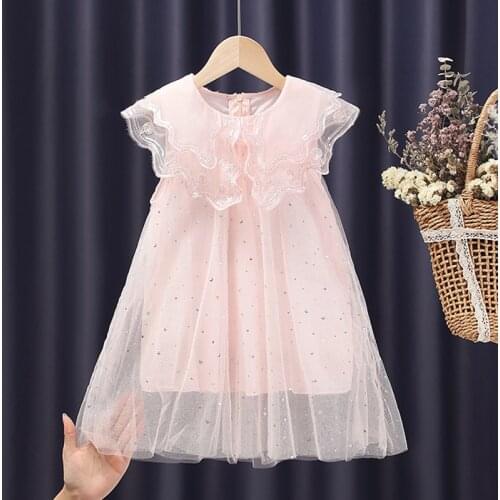 Cute Girls Sundress Tulle Girls Princess Dresses for Kids Sweet Children Party Clothes Summer Sequins Dress for Teens 3-14 Years
