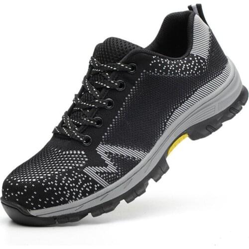 Fashion Soft Male Safty Shoes 35-48 Work Boots Steel Toe Shoes Men Work Safety Shoes Steel Mid Sole Impact Resistant Sports Shoe