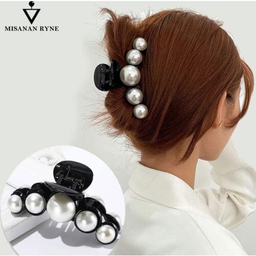 MISANDRY NEW Pearls Big Rhinestone Hair Claw Crystal Fashion Hair Pins Makeup Hair Styling Barrettes For Women Hair Accessories