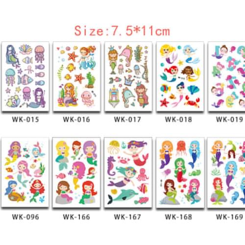 Cartoon Mermaid Temporary Tattoo Sticker for Kids Fake Tattoo Stickers
