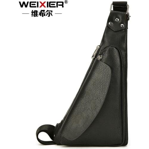 WEIXIER Mens Bag Retro Summer Small Bag New Product PU Chest Bag Personality Dumpling-shaped Shoulder Bag Cross-body Chest Bag