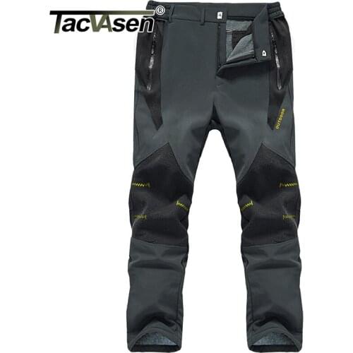 TACVASEN Mens Mountain Pants Winter Fleece Snowboard Skiing Pants Softhsell Hiking Camping Fishing Trousers Outdoor Work Pants