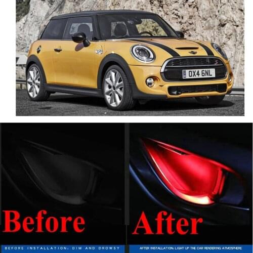 4pc CF style stickers on cars interior inside door handle atmosphere lamp for mini cooper R50 R53 R56 Clubman F55 F56 F54
