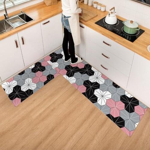 Non Slip Carpet Kitchen Entrance Rug PVC Area Rugs Be Free Cut Entrance Doormat Hexagon Pattern Doorway Carpet for Home Decor