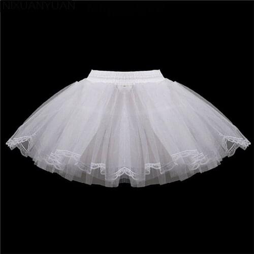 NIXUANYUAN 2021 Cheap Petticoat Girl White 3 Layer Lace Edge Tulle Boneless Flower Girl Dress Child Crinolines Short Underskirt