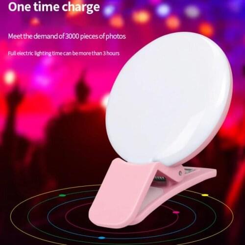 Mini Selfie Lights Mobile Phone Lens Portable Selfie Ring Light Clip LED Selfie Lamp For Samsung For Xiaomi Huawei USB Charging