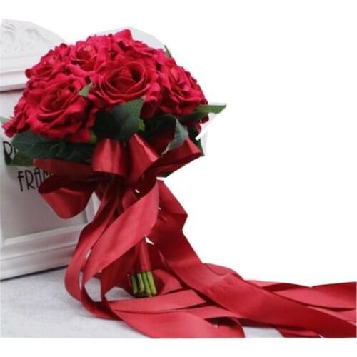 New Pink White Purple Ivory Bridal Bouquet Roses, Fake Flowers, Home Decoration, Emulation, Wedding Bouquet