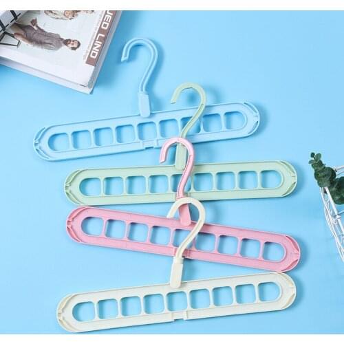 Plastic Multifunction Folding Clothes Hangers 9 Holes Space Saving Coat Rack 360 Rotating Storage Rack Foldable Closet Organizer