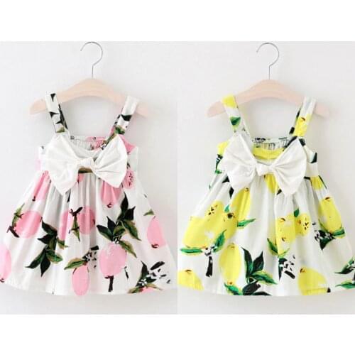 Pudcoco Baby Girl Dress UK Stock Summer Toddler Baby Girls Lemon Floral Casual Party Dress Sundress 0-3Y