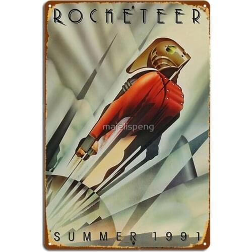 Rocketeer Movie Poster Shirt - Art Deco Metal Signs Cinema Garage Party Customize Wall Decor Tin sign Posters