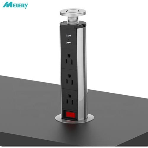 Tablet Sockets Power Strip US Electric Plug Pop Up Motorised Desk Socket Switch Outlet Kitchen USB Charger 1.8m Extemstion Cord