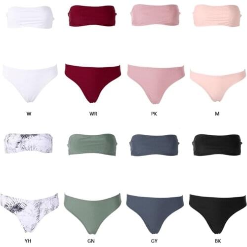 Sexy Women Bikini Set Strapless Bandeau Push-up Bra Swimsuit Swimwear Bathing