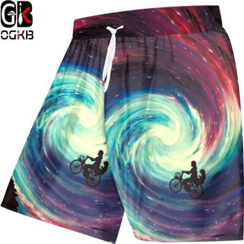 OGKB Casual Shorts Man New Gyms 3D Short Jogger Printing Paisley Galaxy Space Funny Oversized Attire Bermuda Shorts Dropshipping
