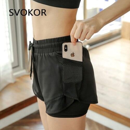 SVOKOR Shorts Sport Women High Waist Pockets Plus Size Summer Anti Emptied Workout Gym Shorts Casual Short Bottoms Running