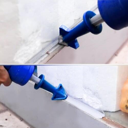 3PCs/Set Silicone Caulking Nozzle Tool Arrowhead Caulk Nozzle Scraper Set Reusable Sealant Angle Scraper Grout Caulk Tools Blue