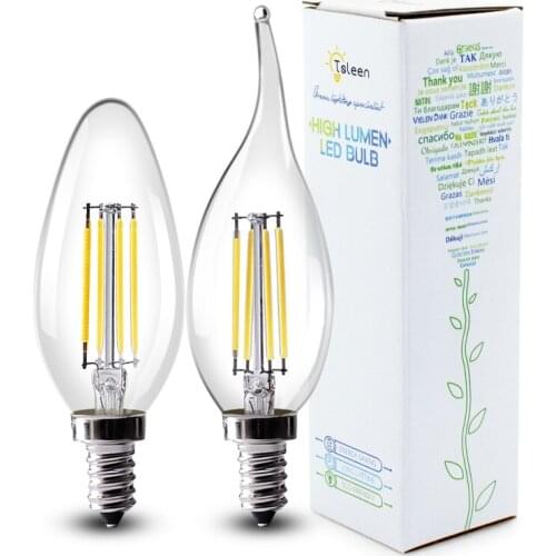 E14 4W 8W Edison Retro Filament COB LED Bulbs Vintage Candle Flame Light Lamp Energy Saving Cool Warm Lighting Incandescent Bulb