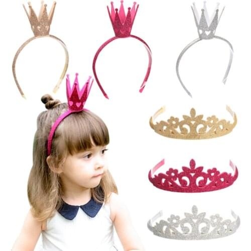Baby Kids Girls Shiny Tiara Crown Hair Hoop Headwear Hairband For Birthday Gift New Year Fairy Party Wedding Christmas Costume